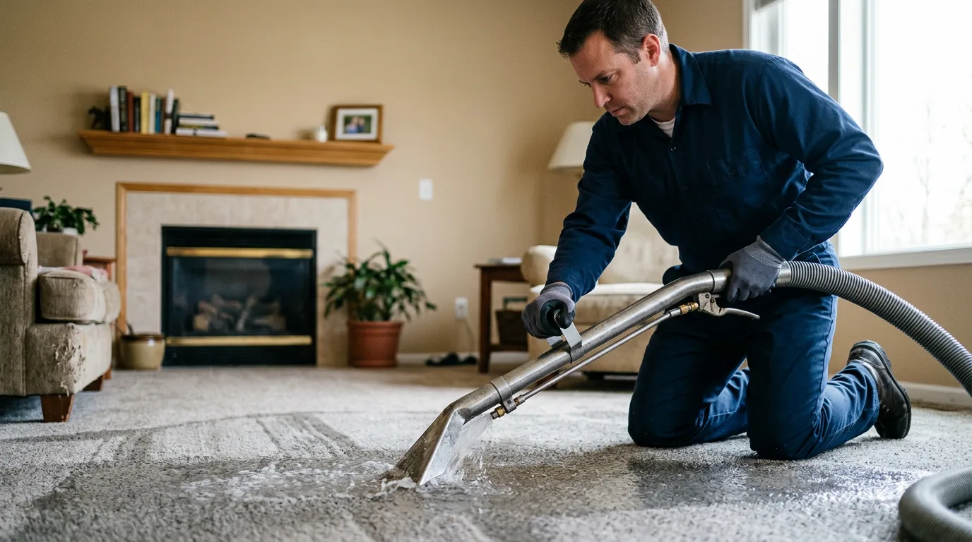 Water damage restoration technician working near Slatersville, RI
